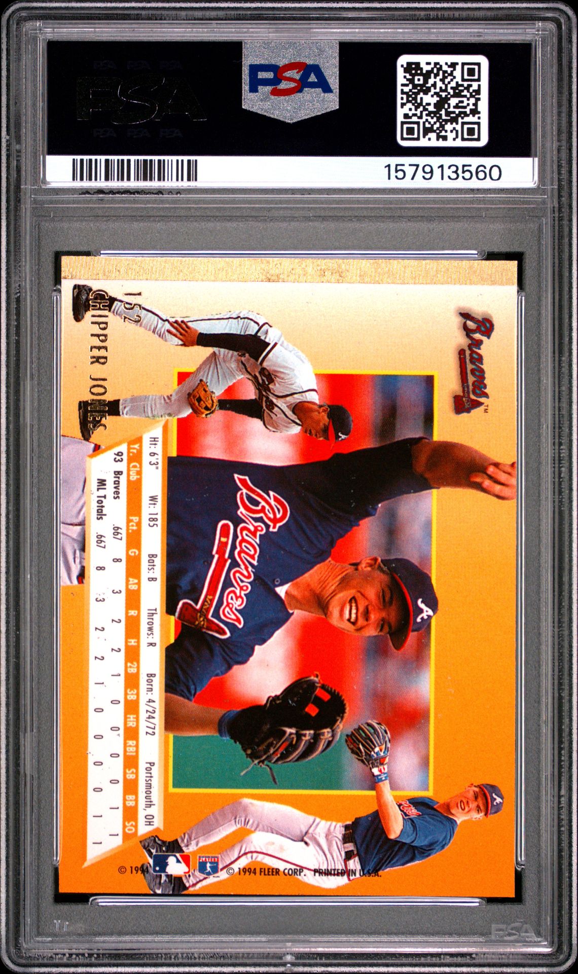 1994 Ultra Chipper Jones #152 Nm-Mt 8 back