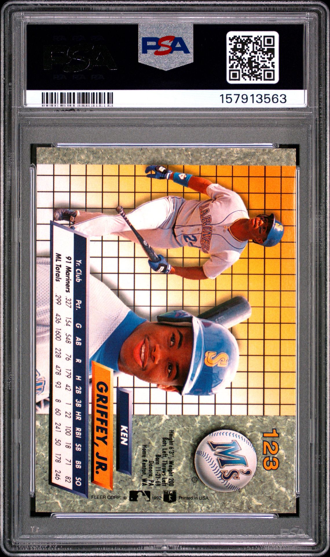 1992 Ultra Ken Griffey Jr. #123 Nm-Mt 8 back
