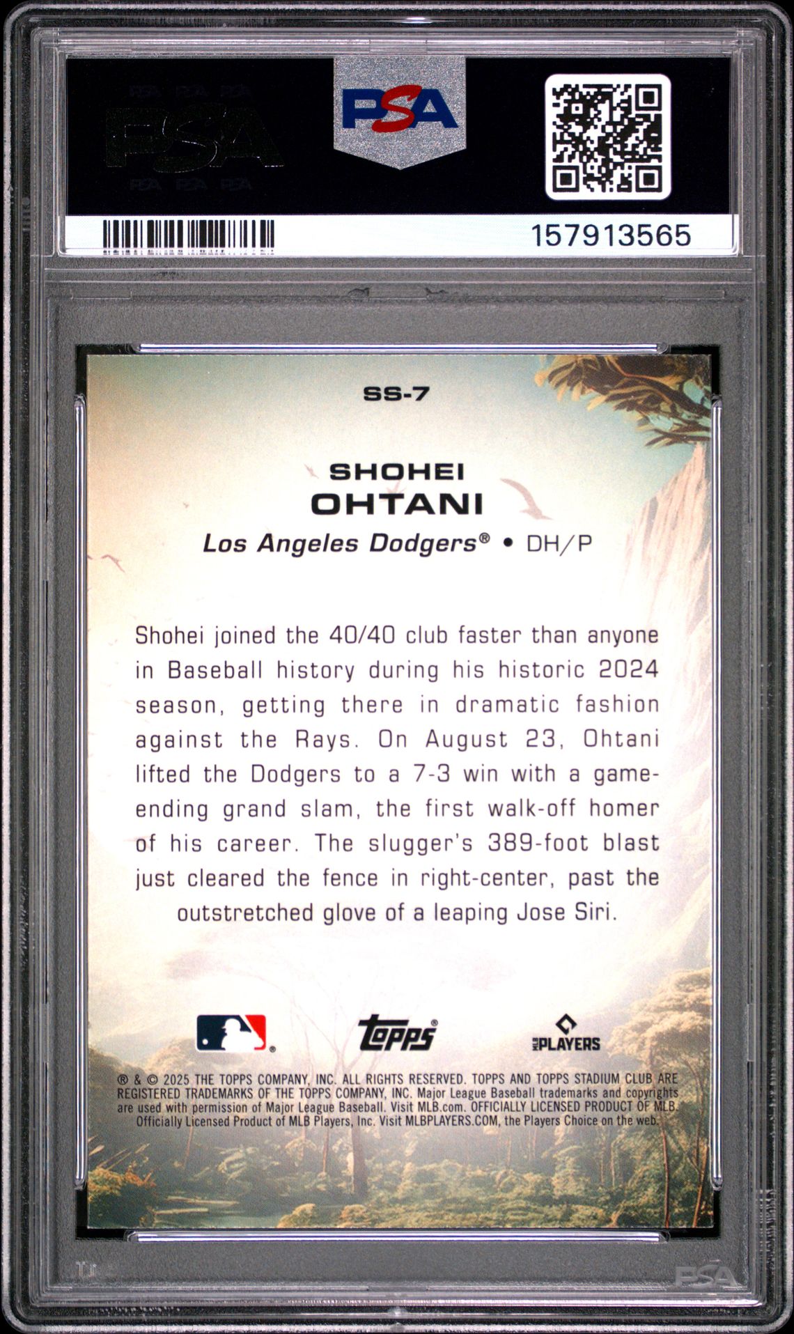 2025 Topps Stadium Club Savage Sluggers Shohei Ohtani #7 Mint 9 back