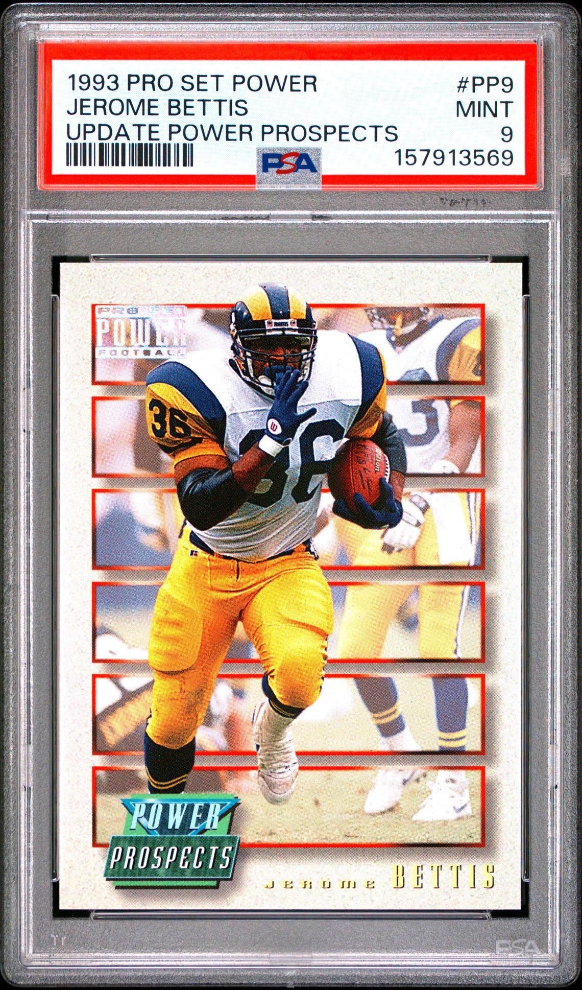 1993 Pro Set Power Update Power Prospects Jerome Bettis #Pp9 (Update Power Prospects) Mint 9 front