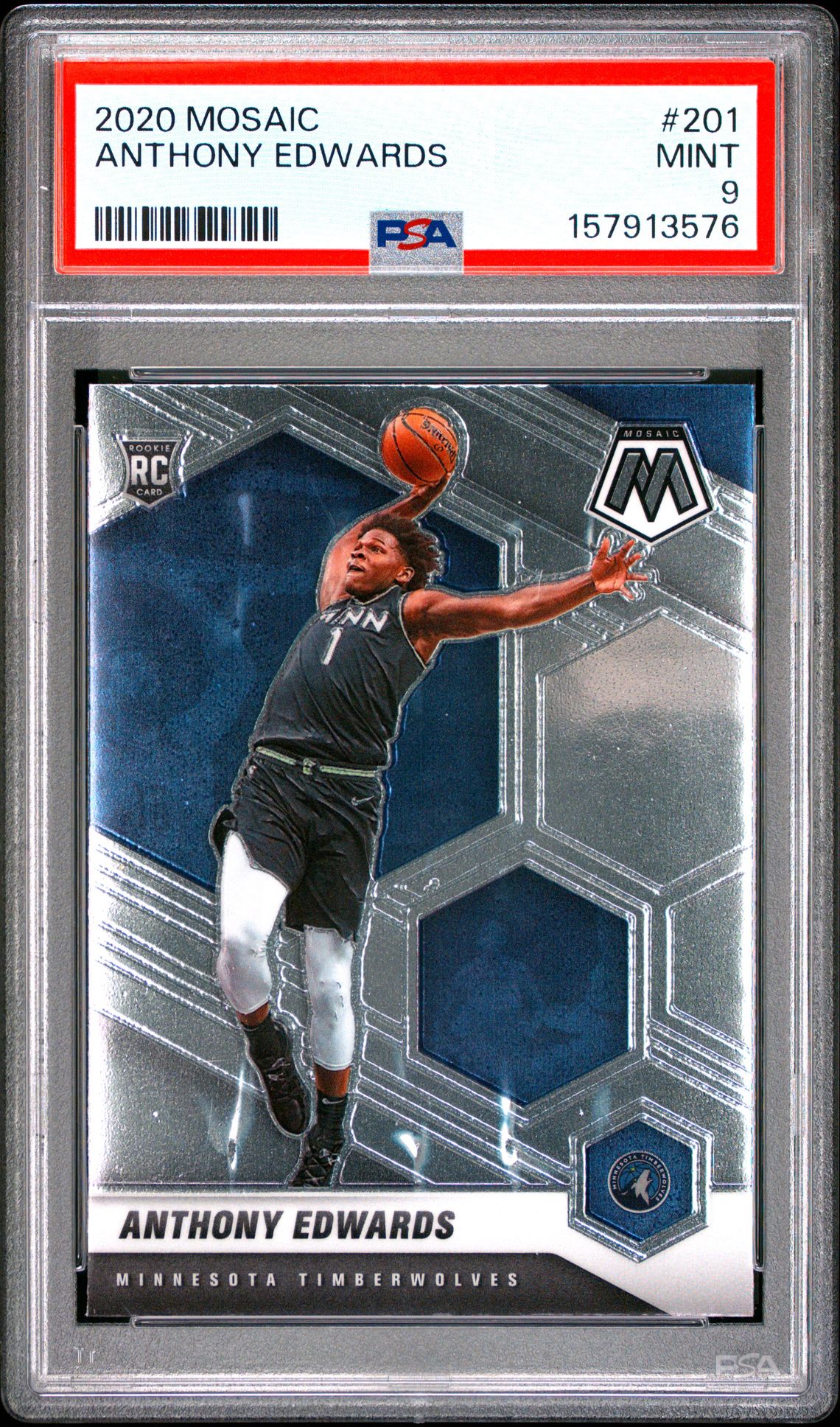 2020 Panini Mosaic Anthony Edwards #201 Mint 9 front