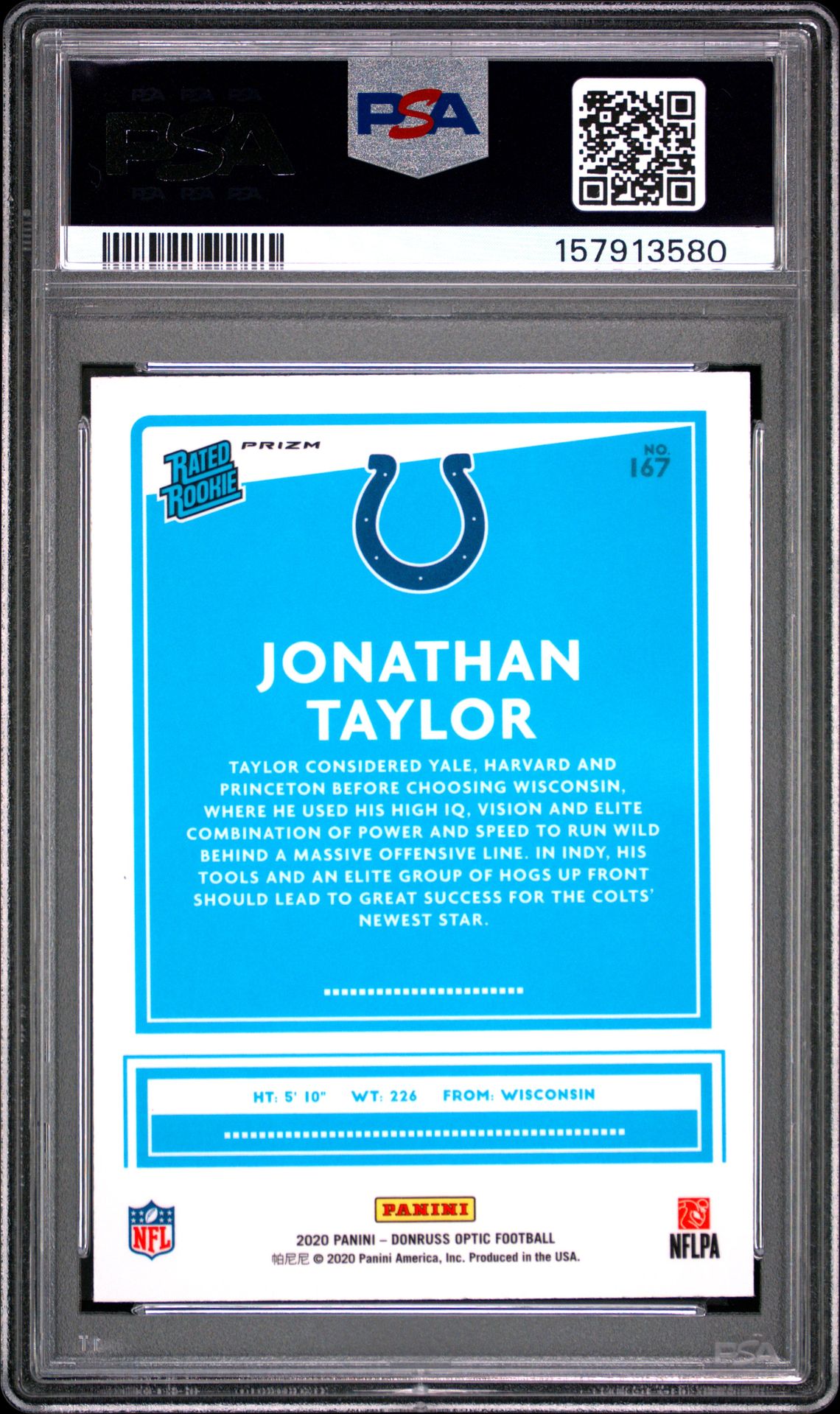 2020 Panini Donruss Optic Jonathan Taylor #167 (Pink) Nm-Mt 8 back