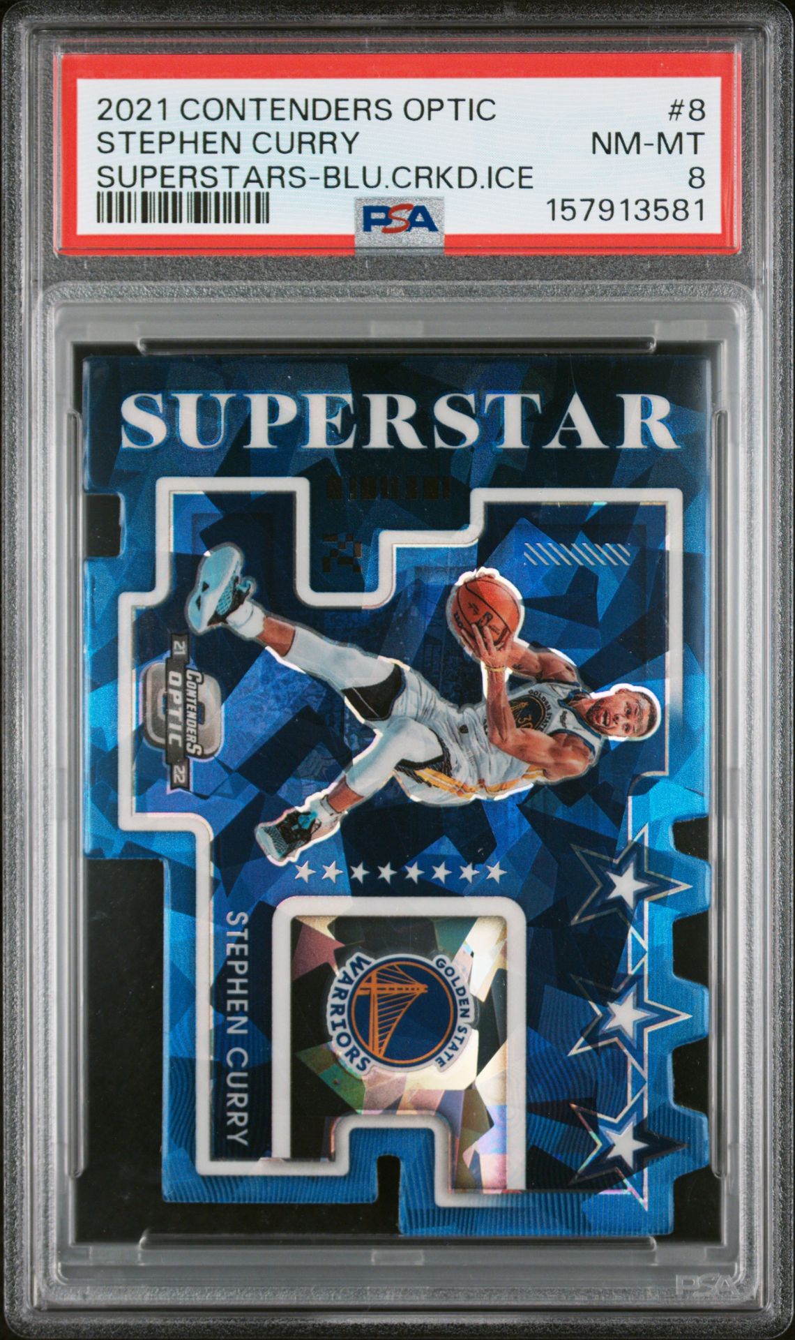 2021 Panini Contenders Optic Superstars Stephen Curry #8 (Superstars-Blu.crkd.ice) Nm-Mt 8 front
