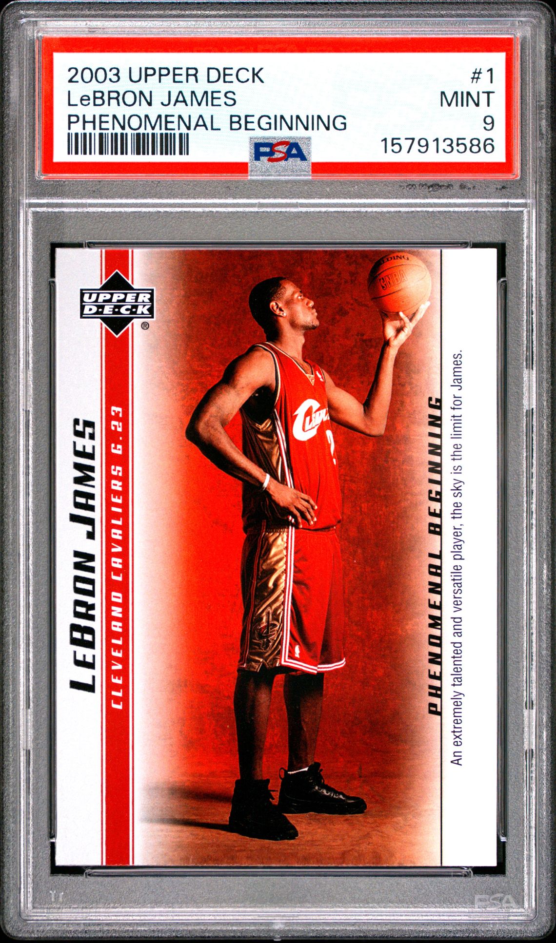 2003 Upper Deck Lebron James Phenomenal Beginnings Lebron James #1 (Phenomenal Beginning) Mint 9 front