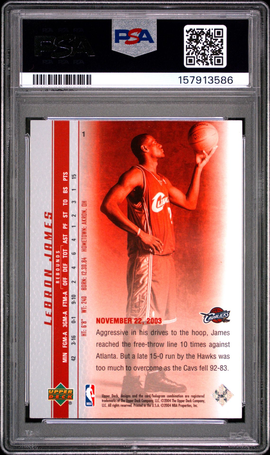2003 Upper Deck Lebron James Phenomenal Beginnings Lebron James #1 (Phenomenal Beginning) Mint 9 back