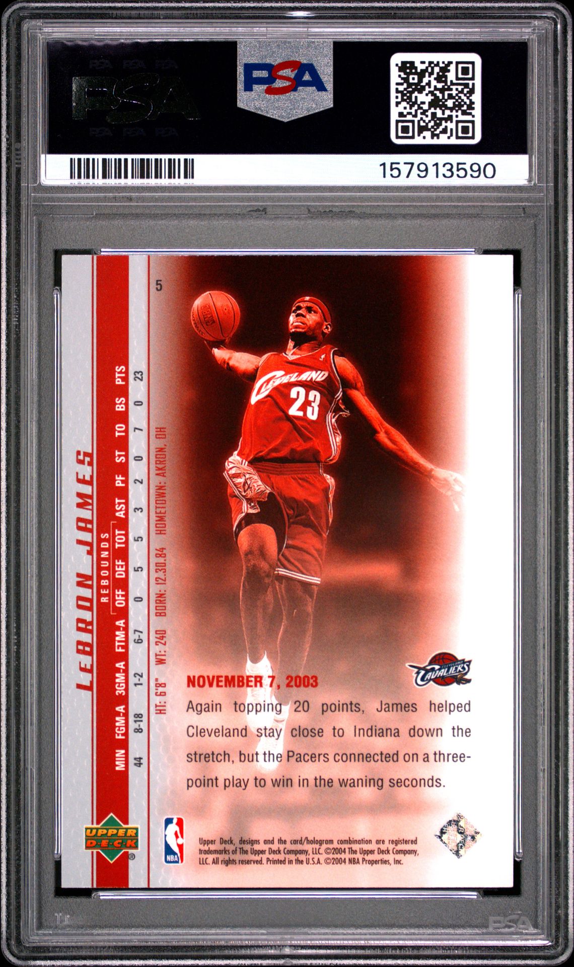2003 Upper Deck Lebron James Phenomenal Beginnings Lebron James #5 (Phenomenal Beginning) Mint 9 back