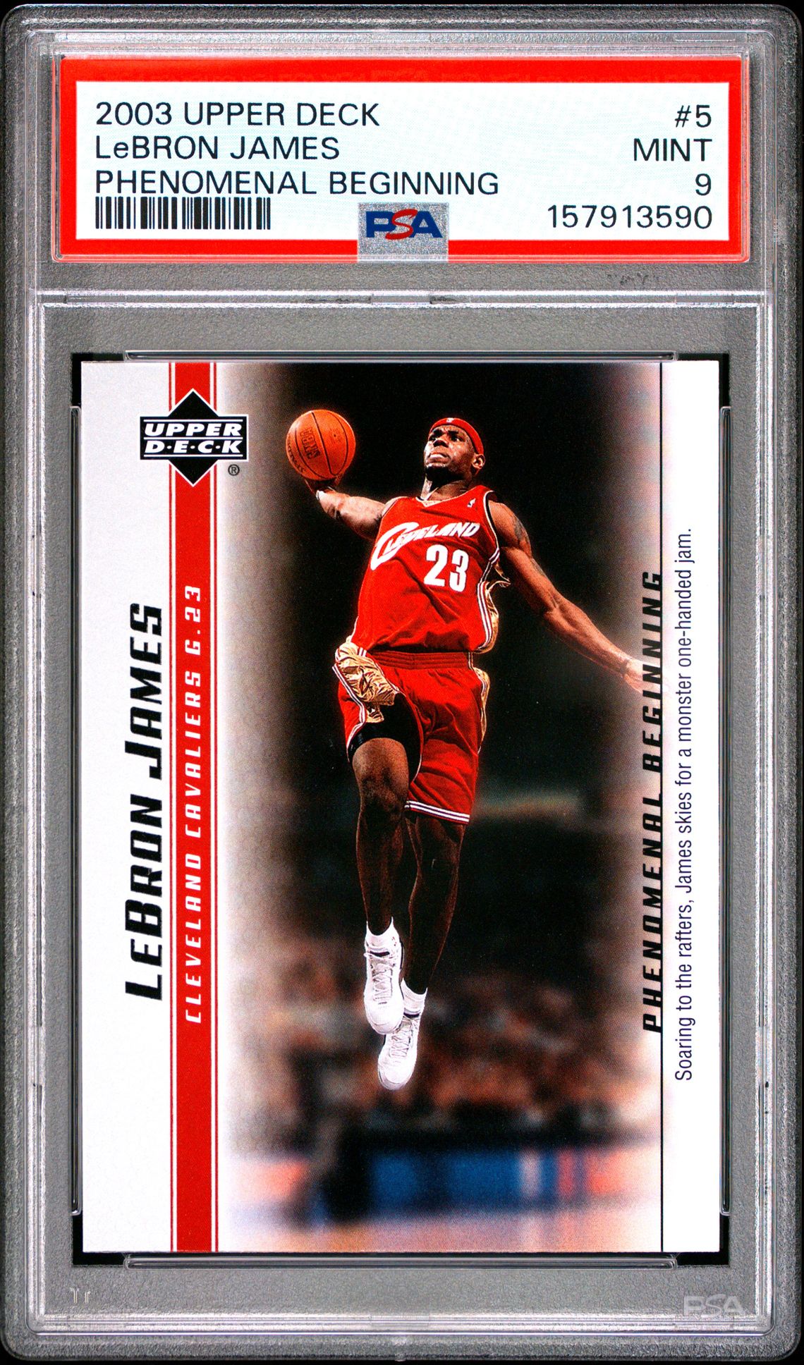 2003 Upper Deck Lebron James Phenomenal Beginnings Lebron James #5 (Phenomenal Beginning) Mint 9 front