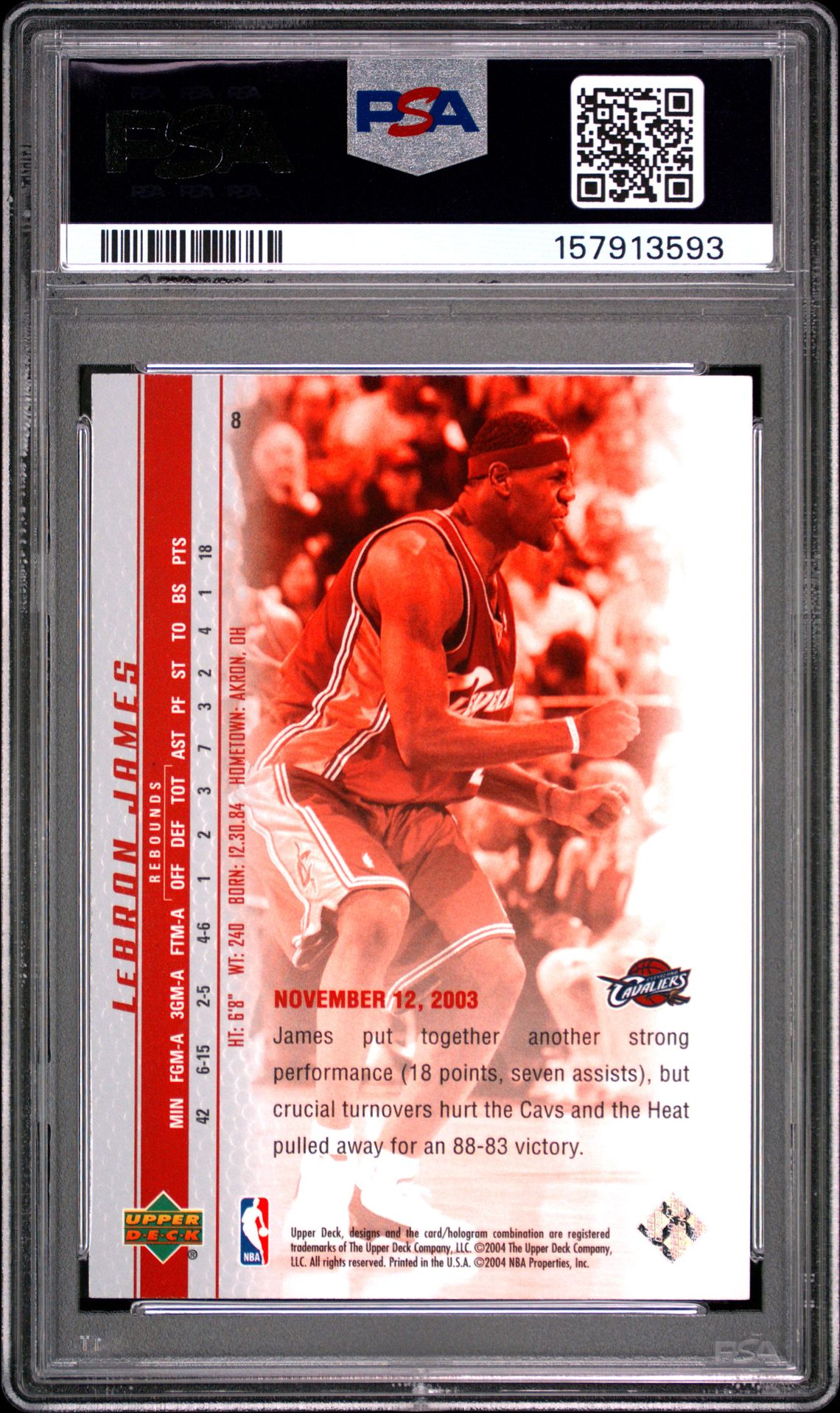 2003 Upper Deck Lebron James Phenomenal Beginnings Lebron James #8 (Phenomenal Beginning) Mint 9 back