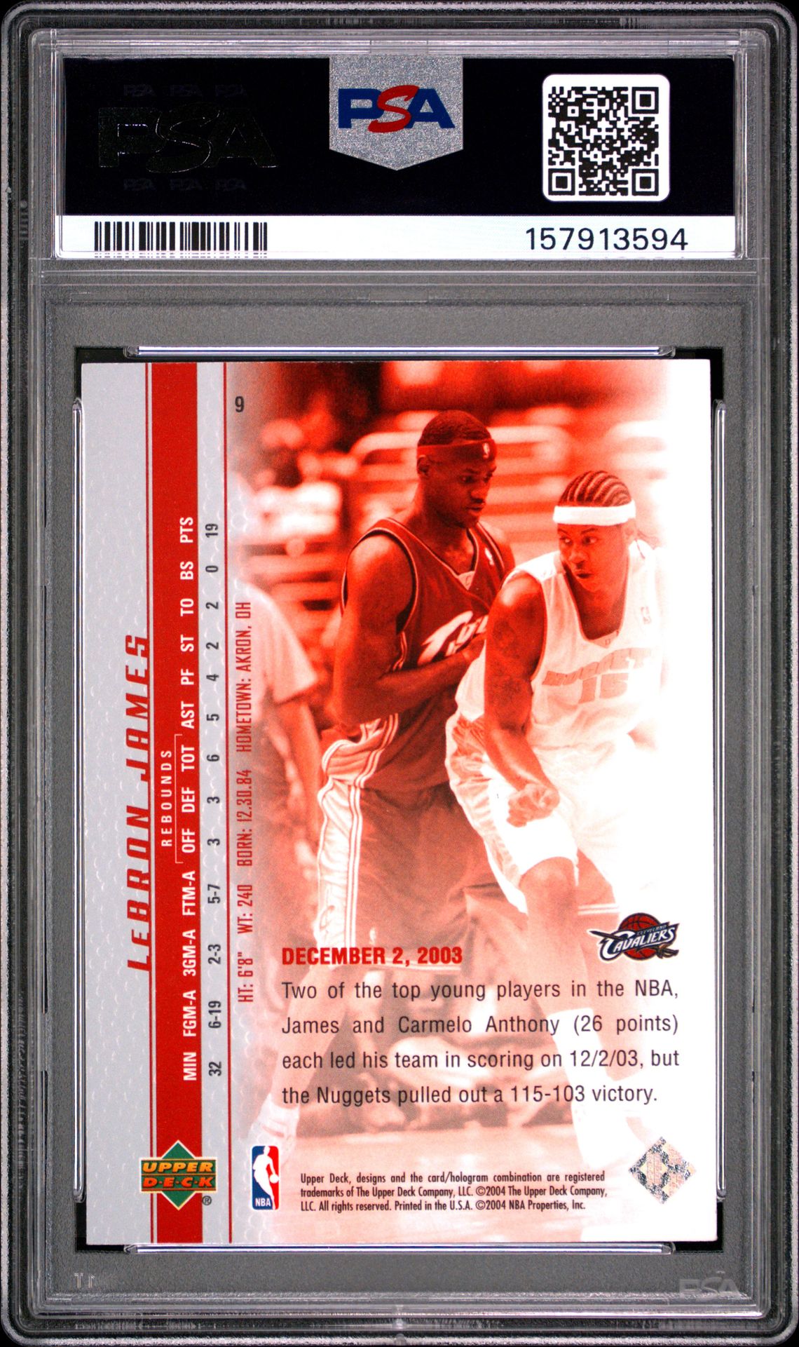 2003 Upper Deck Lebron James Phenomenal Beginnings Lebron James #9 (Phenomenal Beginning) Mint 9 back