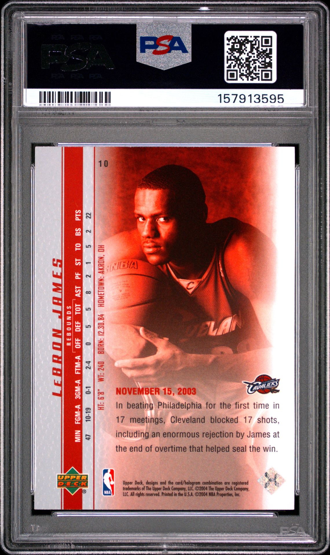 2003 Upper Deck Lebron James Phenomenal Beginnings Lebron James #10 (Phenomenal Beginning) Mint 9 back