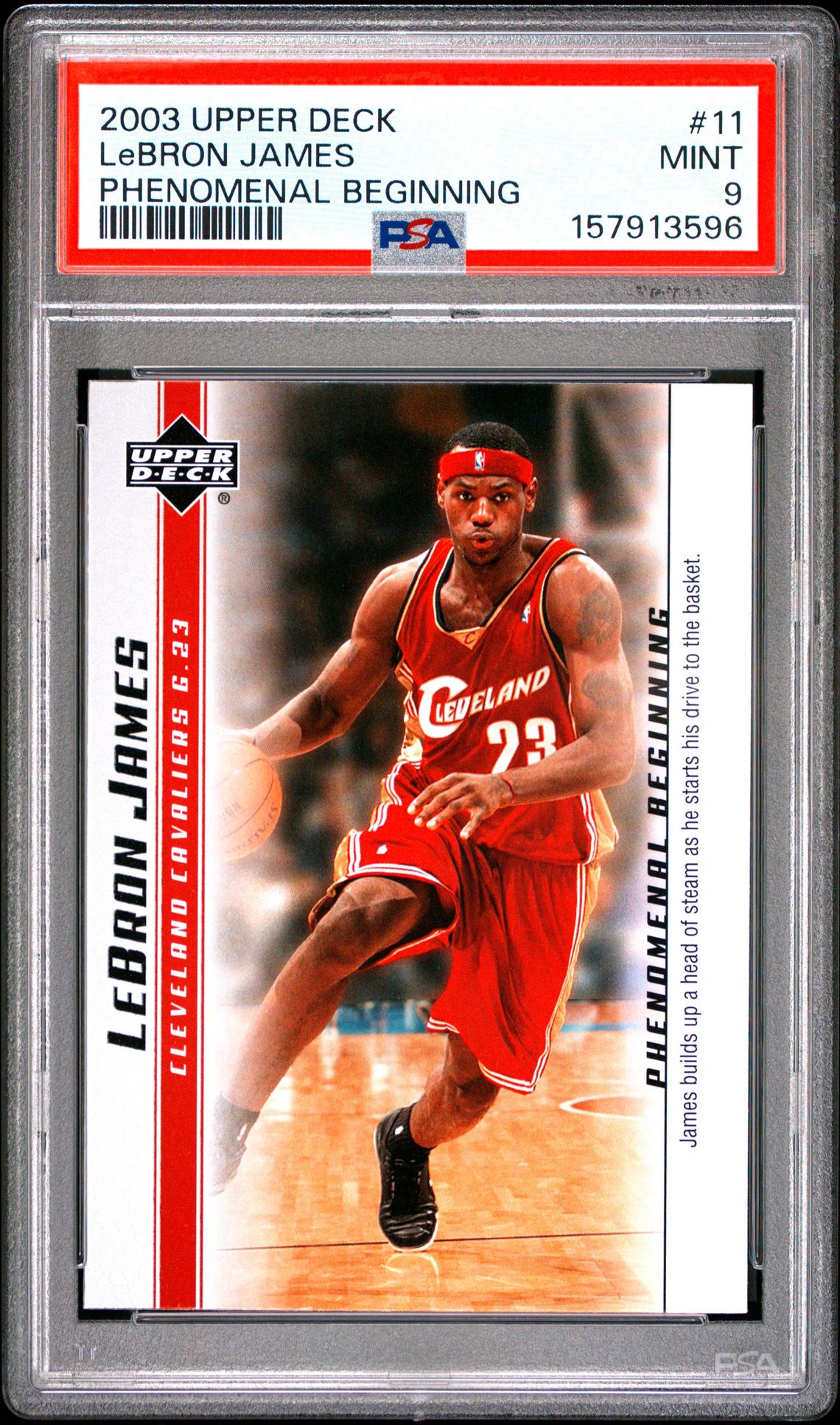 2003 Upper Deck Lebron James Phenomenal Beginnings Lebron James #11 (Phenomenal Beginning) Mint 9 front