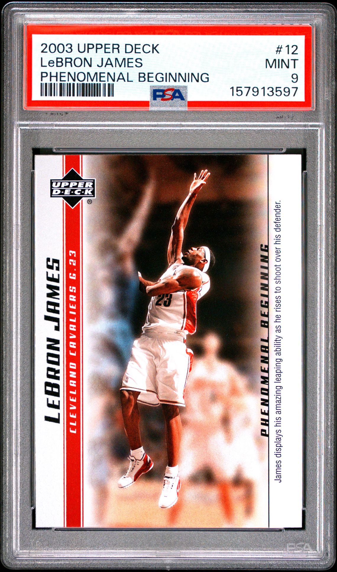 2003 Upper Deck Lebron James Phenomenal Beginnings Lebron James #12 (Phenomenal Beginning) Mint 9 front