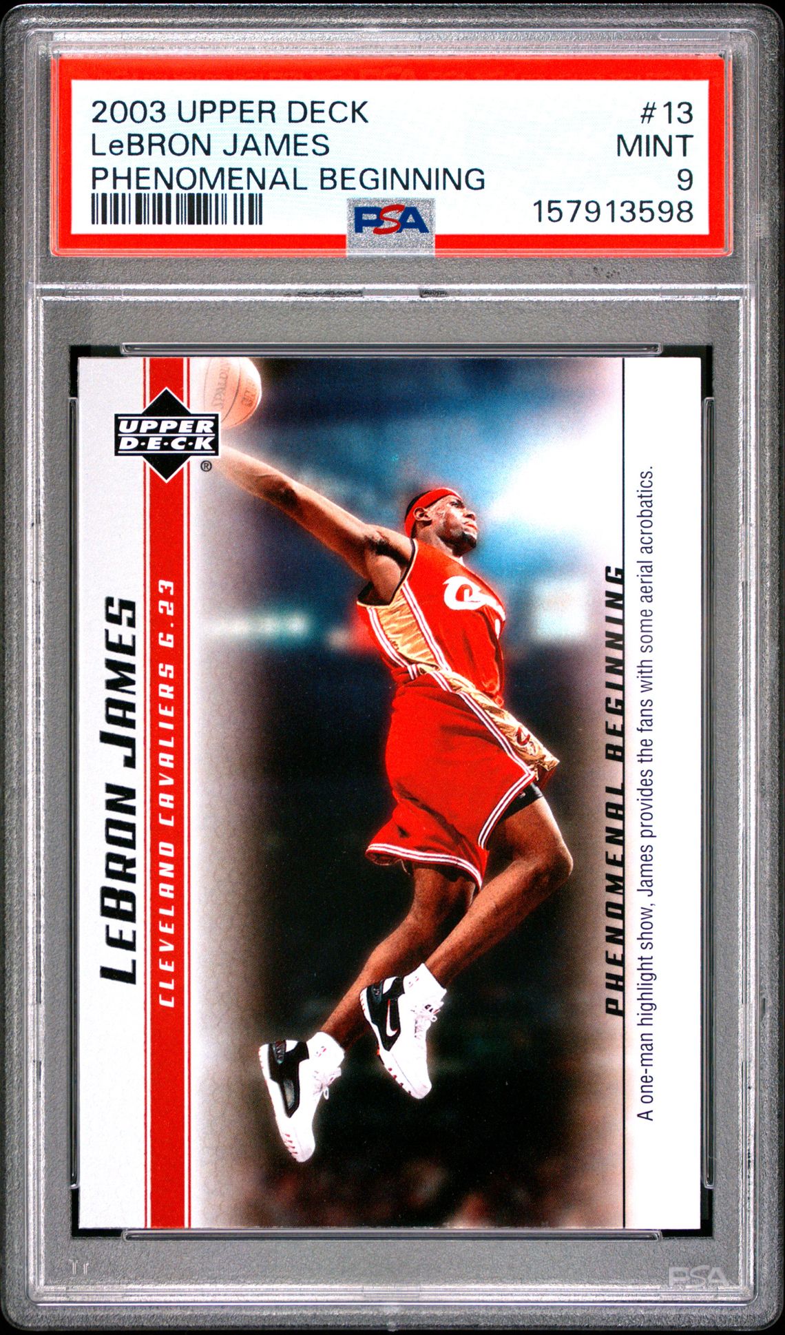 2003 Upper Deck Lebron James Phenomenal Beginnings Lebron James #13 (Phenomenal Beginning) Mint 9 front