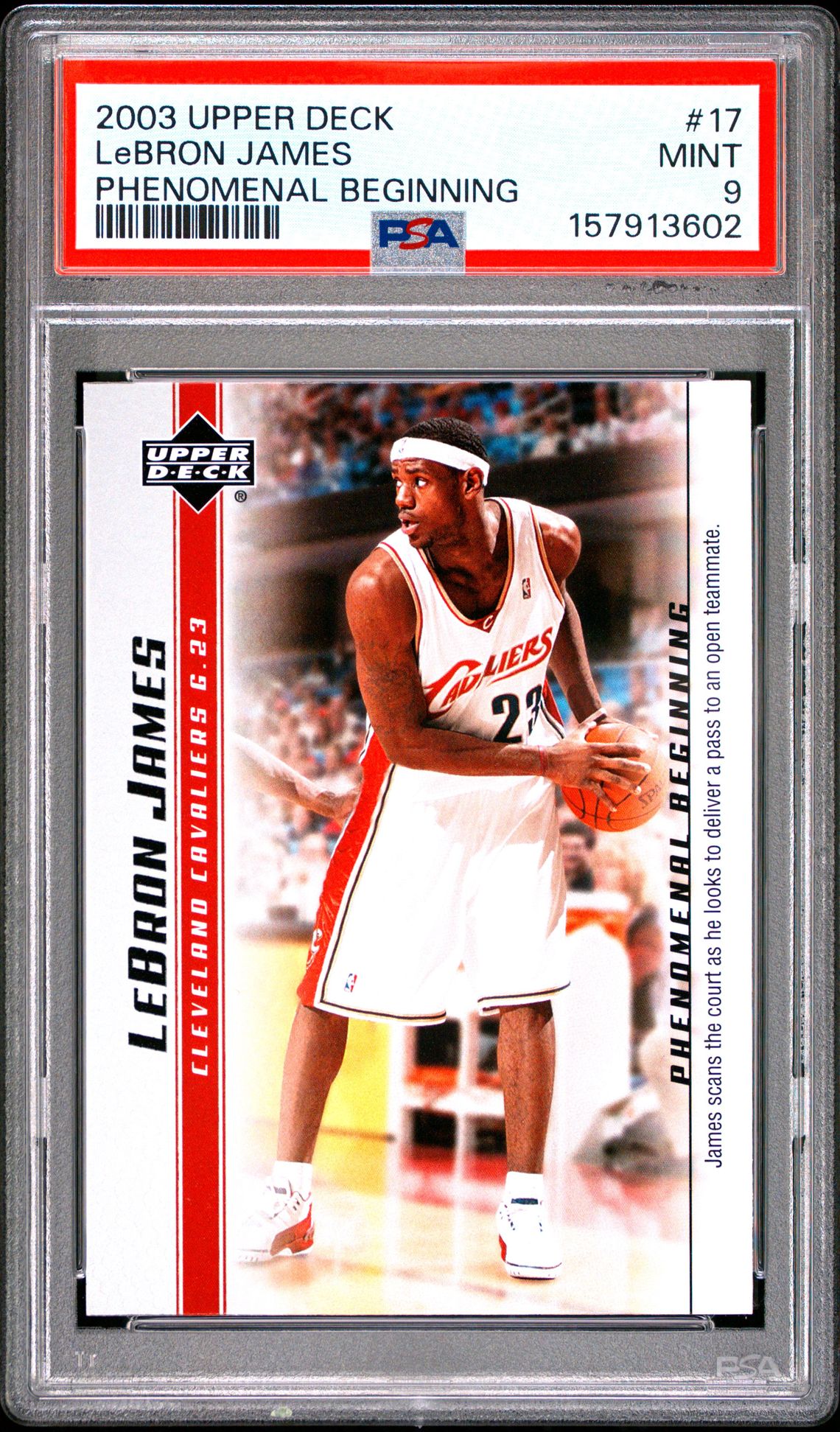 2003 Upper Deck Lebron James Phenomenal Beginnings Lebron James #17 (Phenomenal Beginning) Mint 9 front