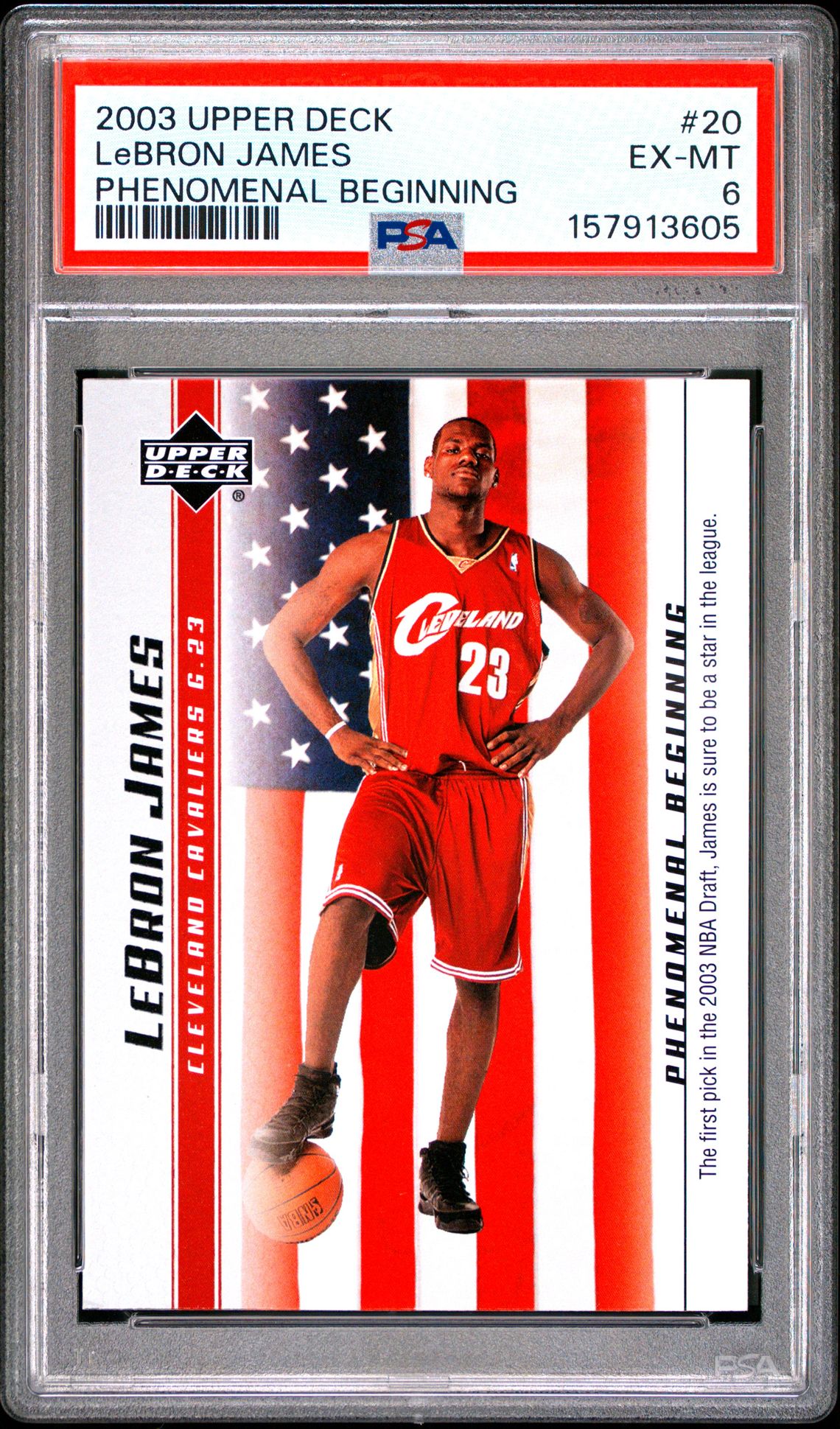 2003 Upper Deck Lebron James Phenomenal Beginnings Lebron James #20 (Phenomenal Beginning) Ex-Mt 6 front