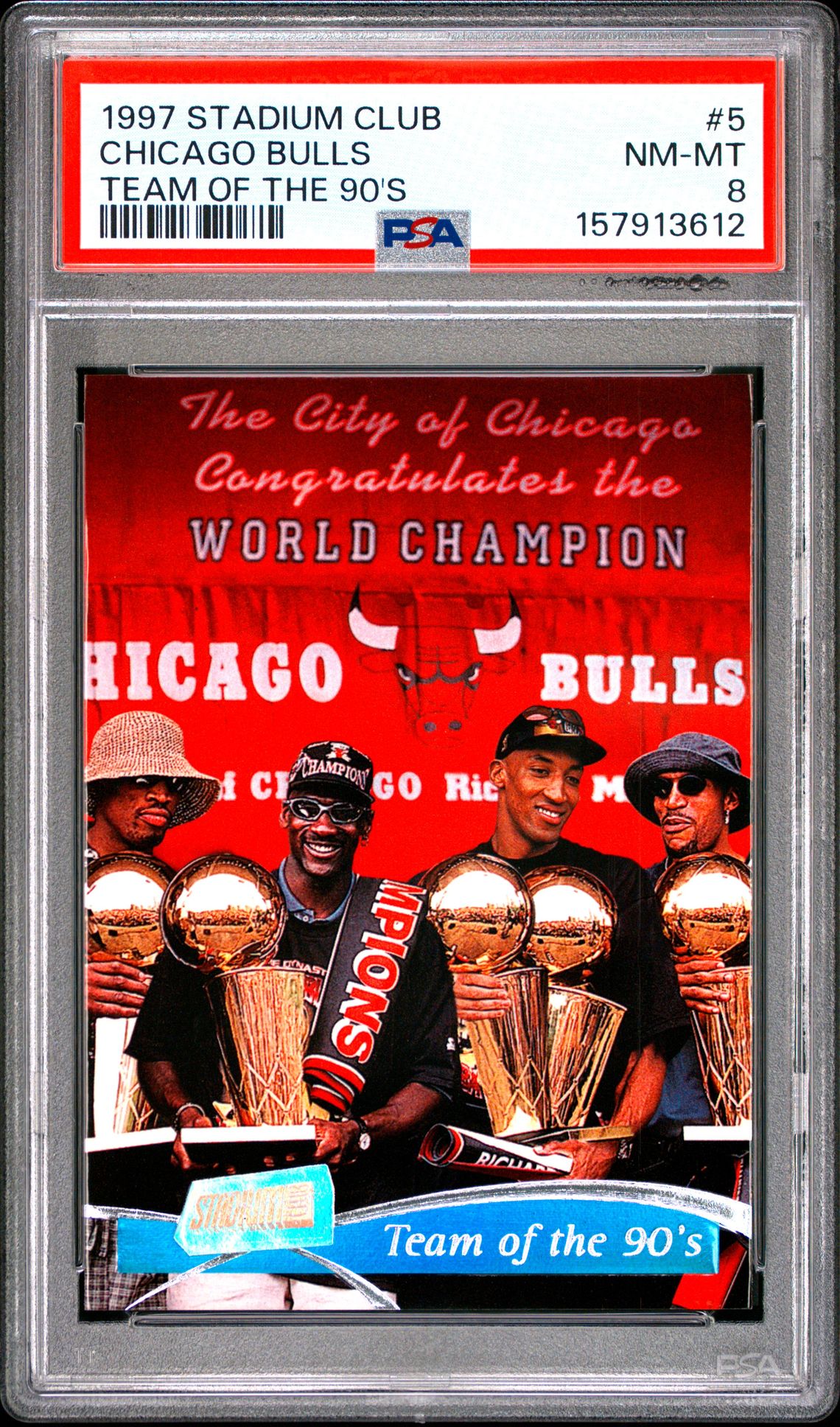 1997 Stadium Club Chicago Bulls #5 (Team Of The 90'S) Nm-Mt 8 front