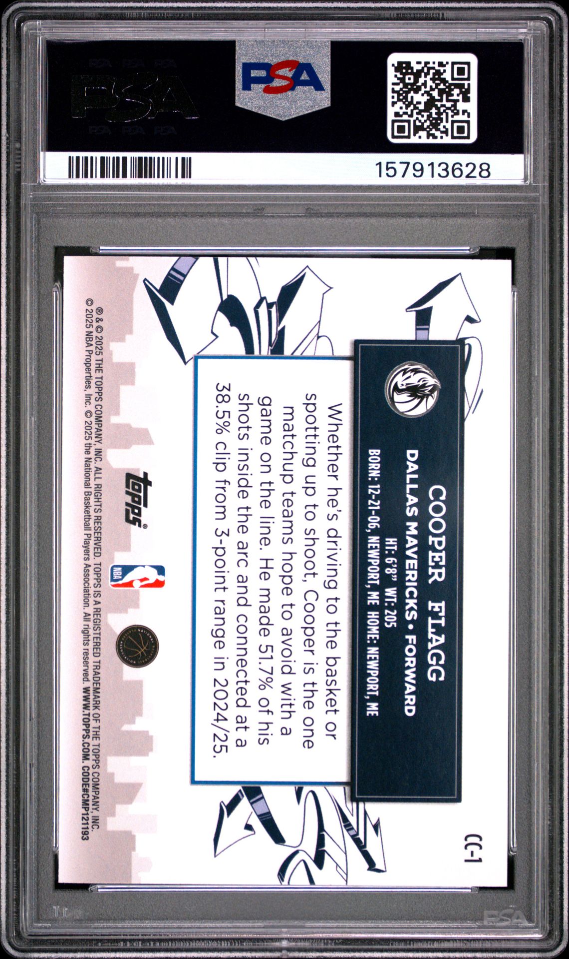 2025 Topps Clutch City Prospects Cooper Flagg #Cc-1 Mint 9 back