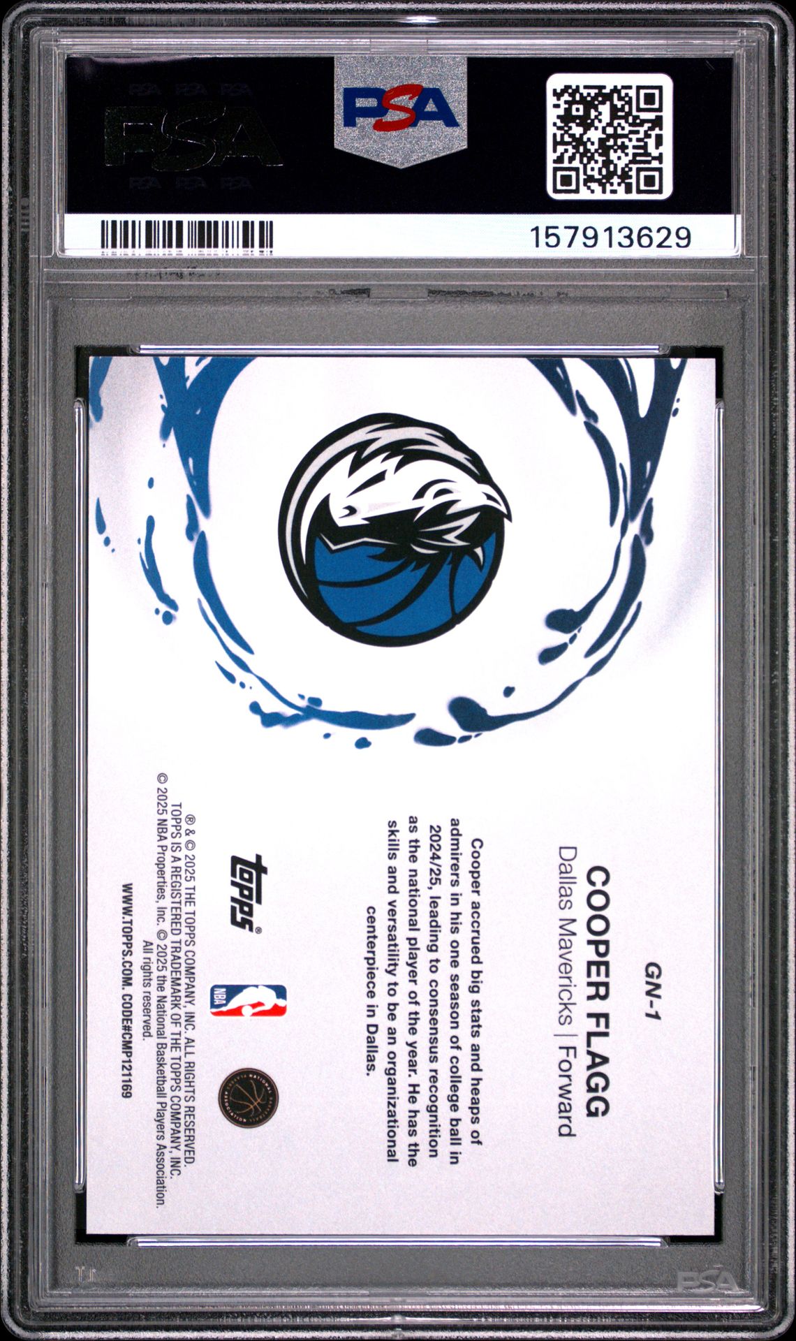 2025 Topps Generation Now Cooper Flagg #Gn-1 Gem Mt 10 back view - PSA certificate #157913629