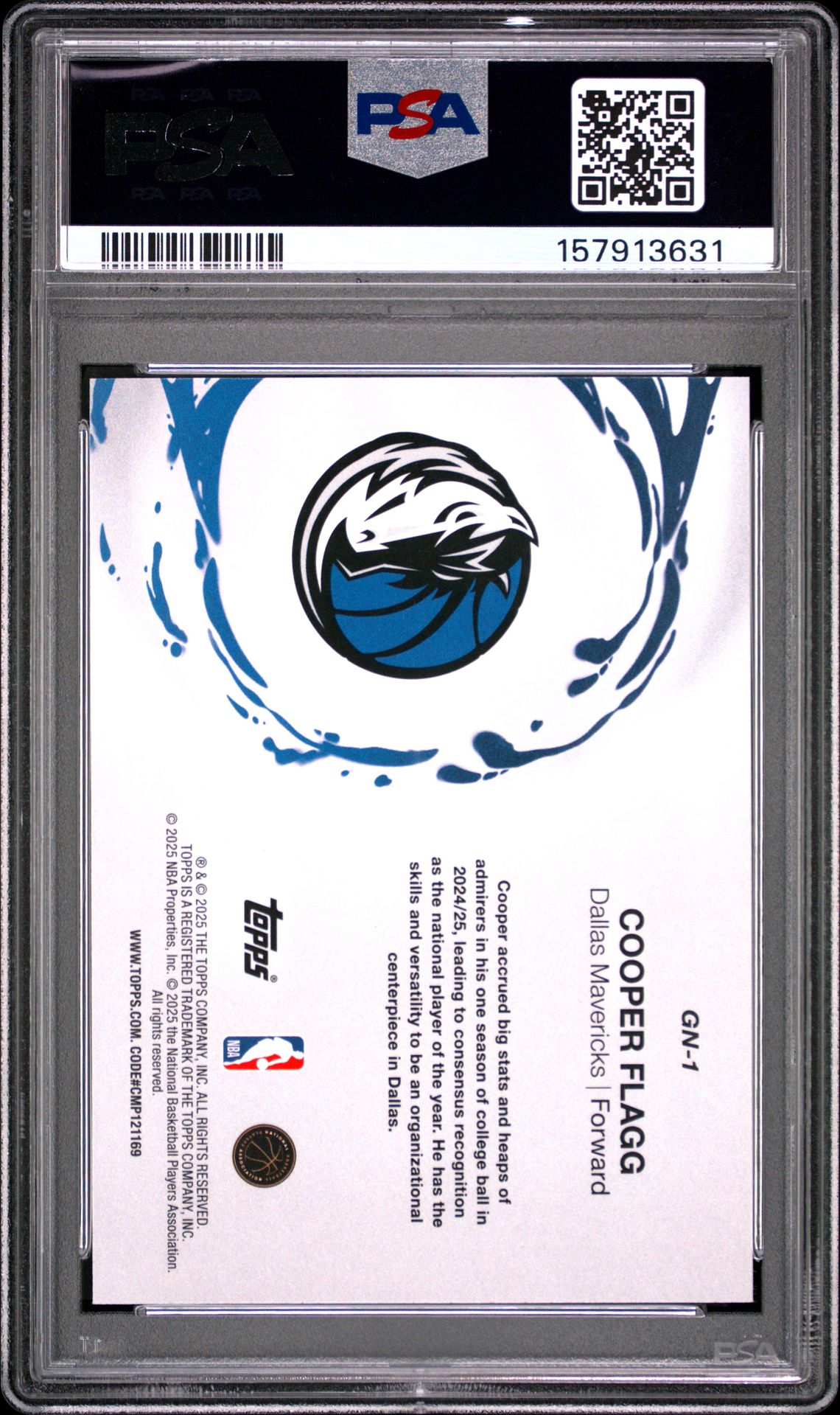 2025 TOPPS GENERATION NOW COOPER FLAGG  GN-1 GEM MT 10 back