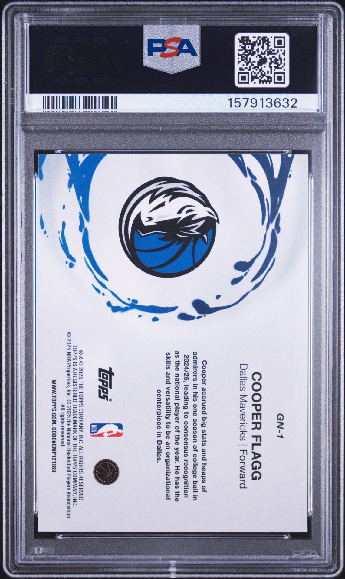 2025 Topps Generation Now Cooper Flagg #Gn-1 Gem Mt 10 back view - PSA certificate #157913632