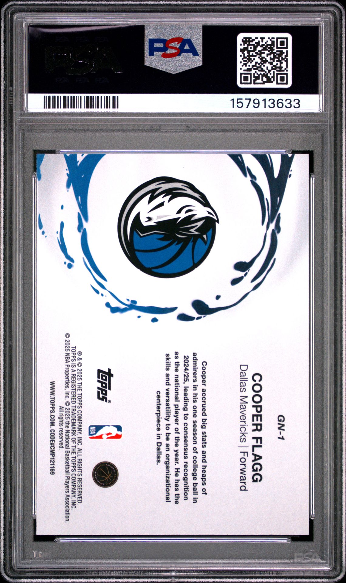 2025 Topps Generation Now Cooper Flagg #Gn-1 Gem Mt 10 back view - PSA certificate #157913633