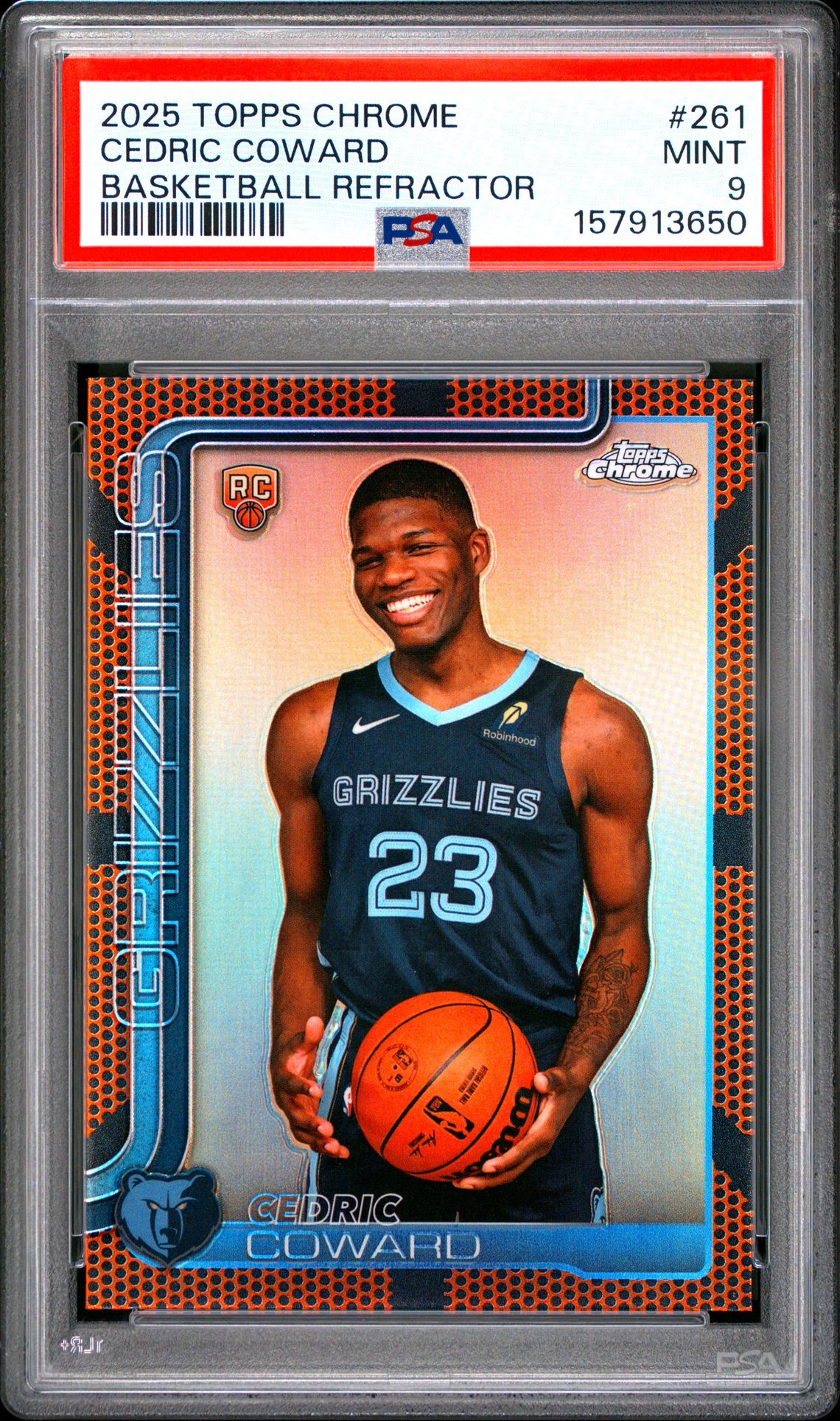 2025 Topps Chrome Cedric Coward #261 (Basketball Refractor) Mint 9 front