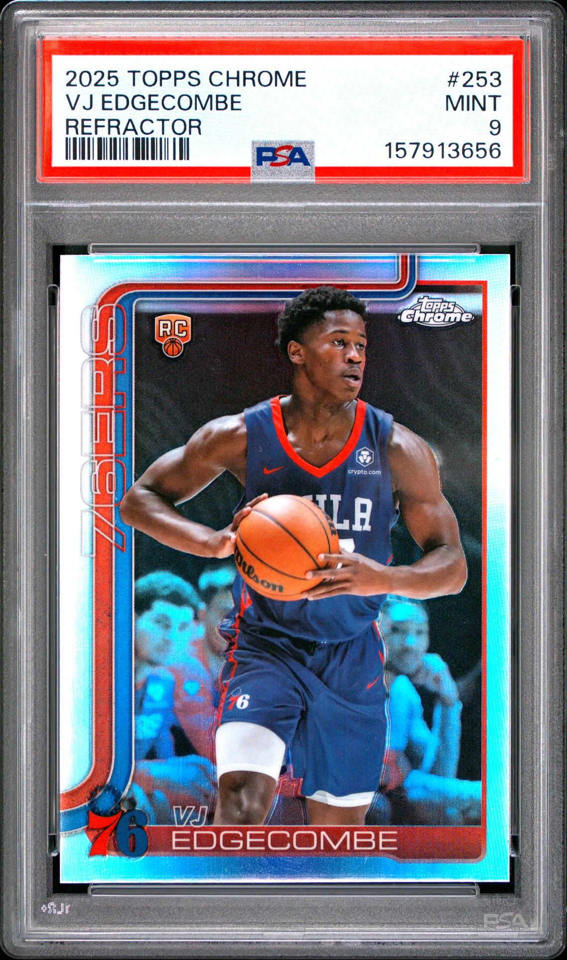 2025 Topps Chrome Vj Edgecombe #253 (Refractor) Mint 9 front