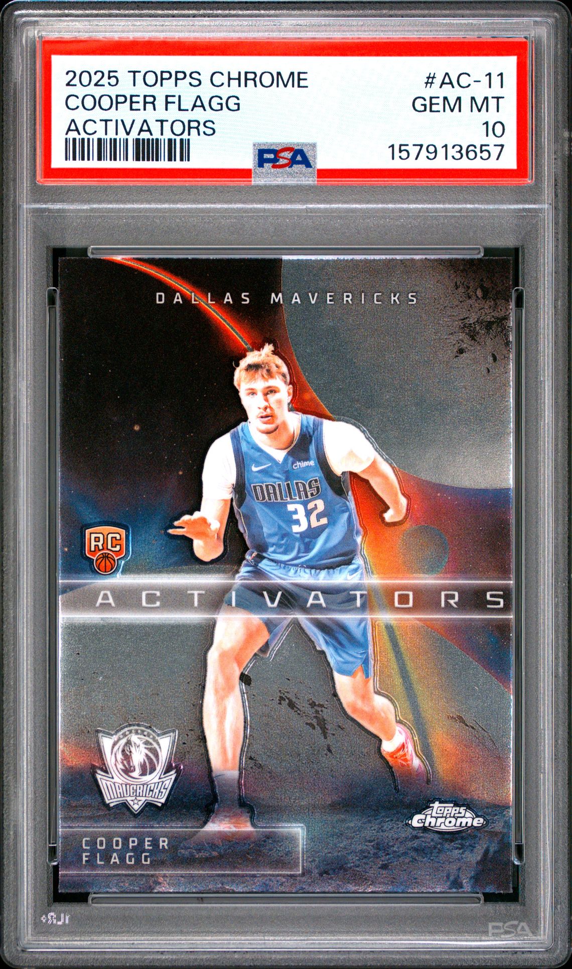 2025 Topps Chrome Activators Cooper Flagg #Ac-11 Gem Mt 10 front view - PSA graded GEM MT 10
