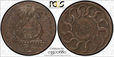 1787 Fugio 1C States United, 4 Cinq AU53BN