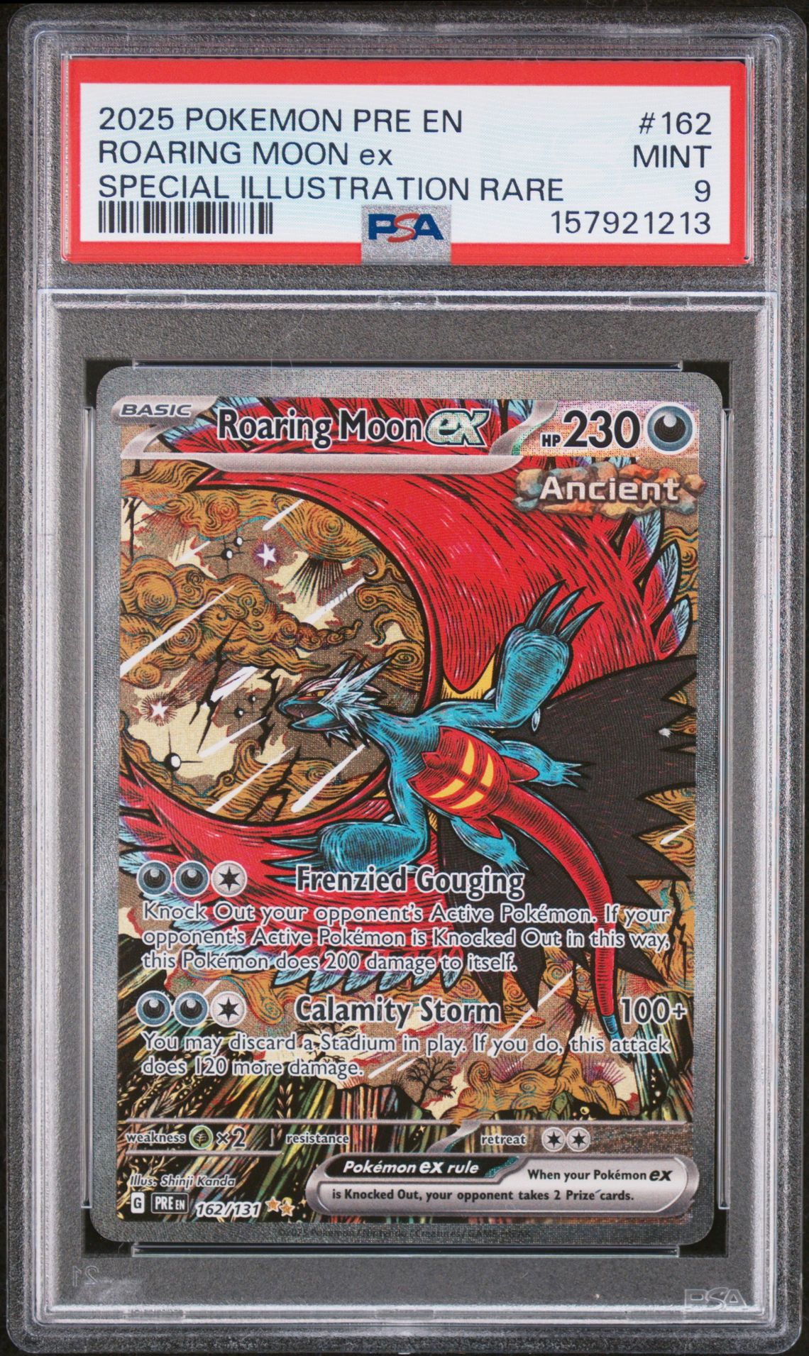 2025 Pokemon Pre En-Prismatic Evolutions Roaring Moon Ex #162 (Special Illustration Rare) Mint 9 front