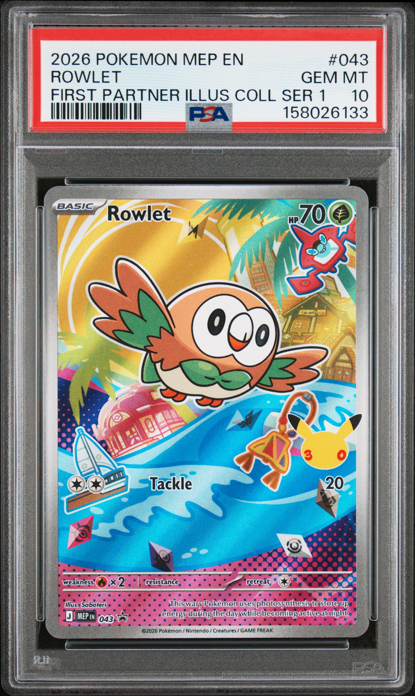 2026 #043 Rowlet PSA 10 Mep EN-Me Black Star Promo
