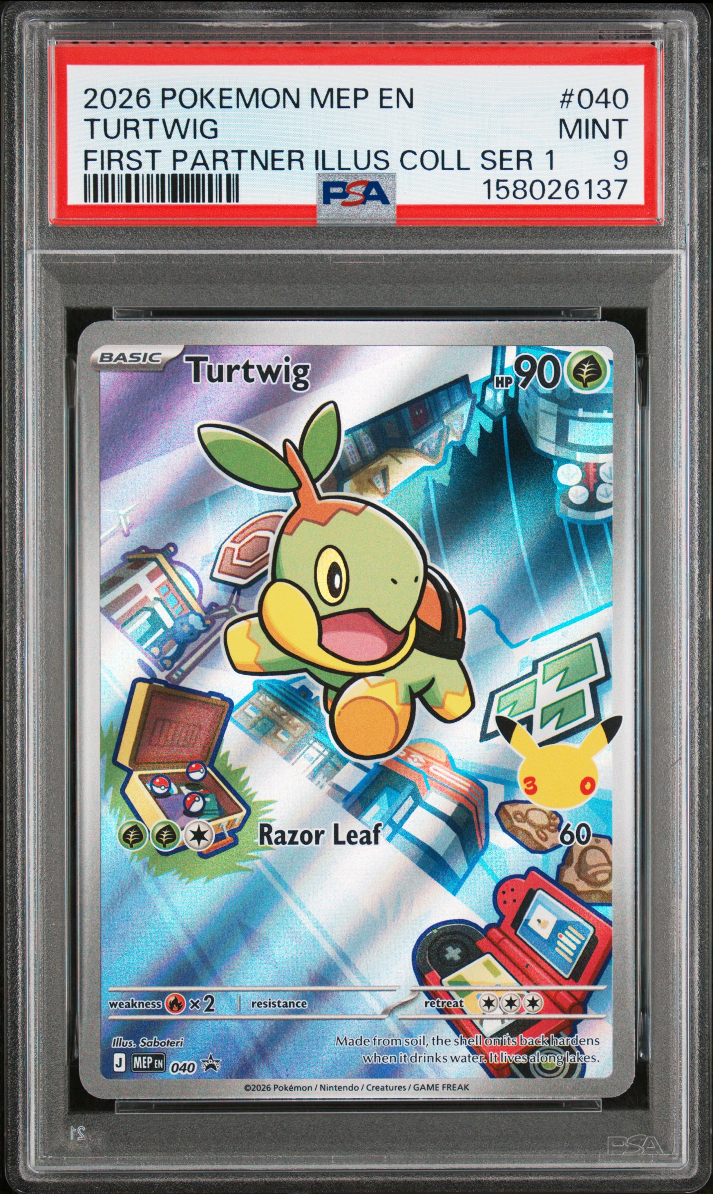 2026 #040 Turtwig PSA 9 Mep EN-Me Black Star Promo