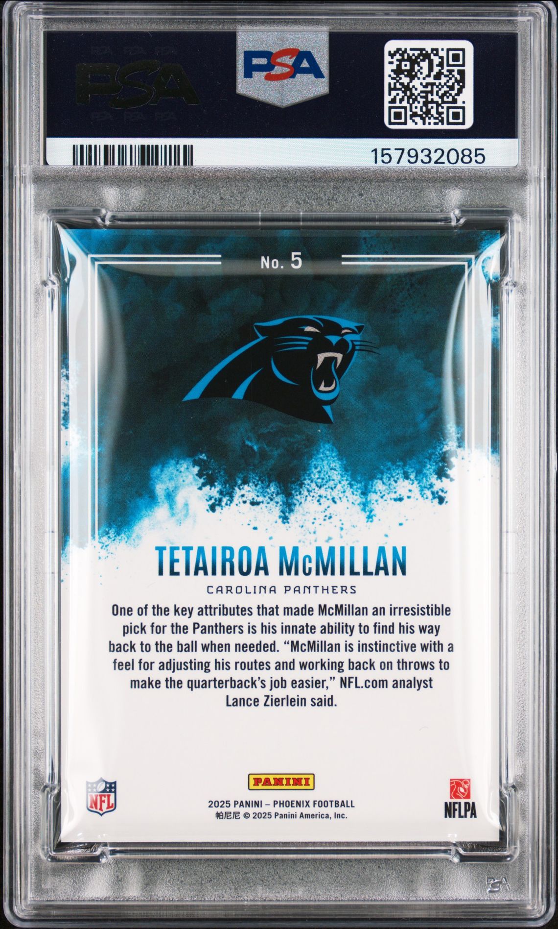 2025 Panini Phoenix Color Blast Tetairoa Mcmillan #5 Mint 9 back