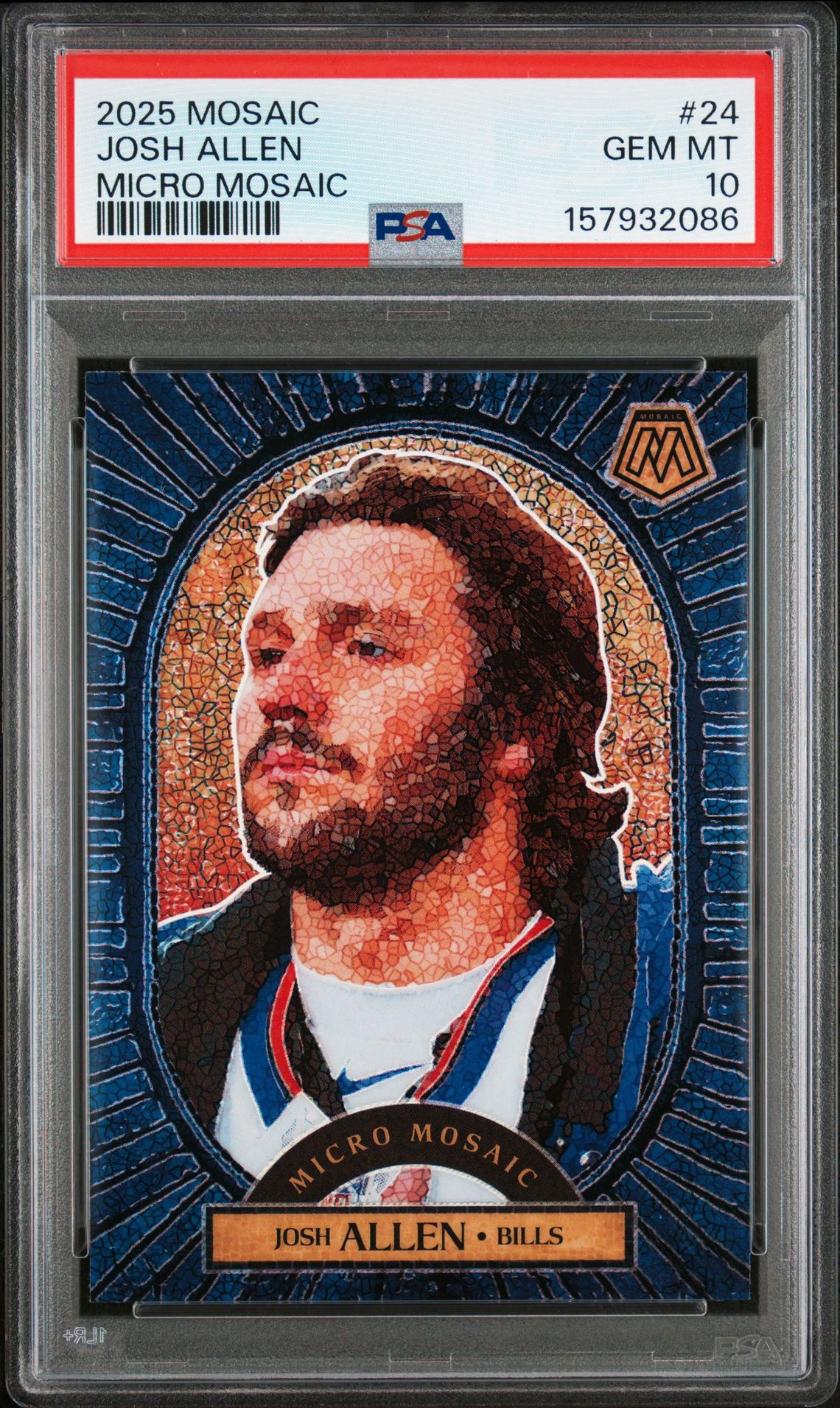 2025 Panini Mosaic Micro Mosaic Josh Allen #24 Gem Mt 10 front view - PSA graded GEM MT 10