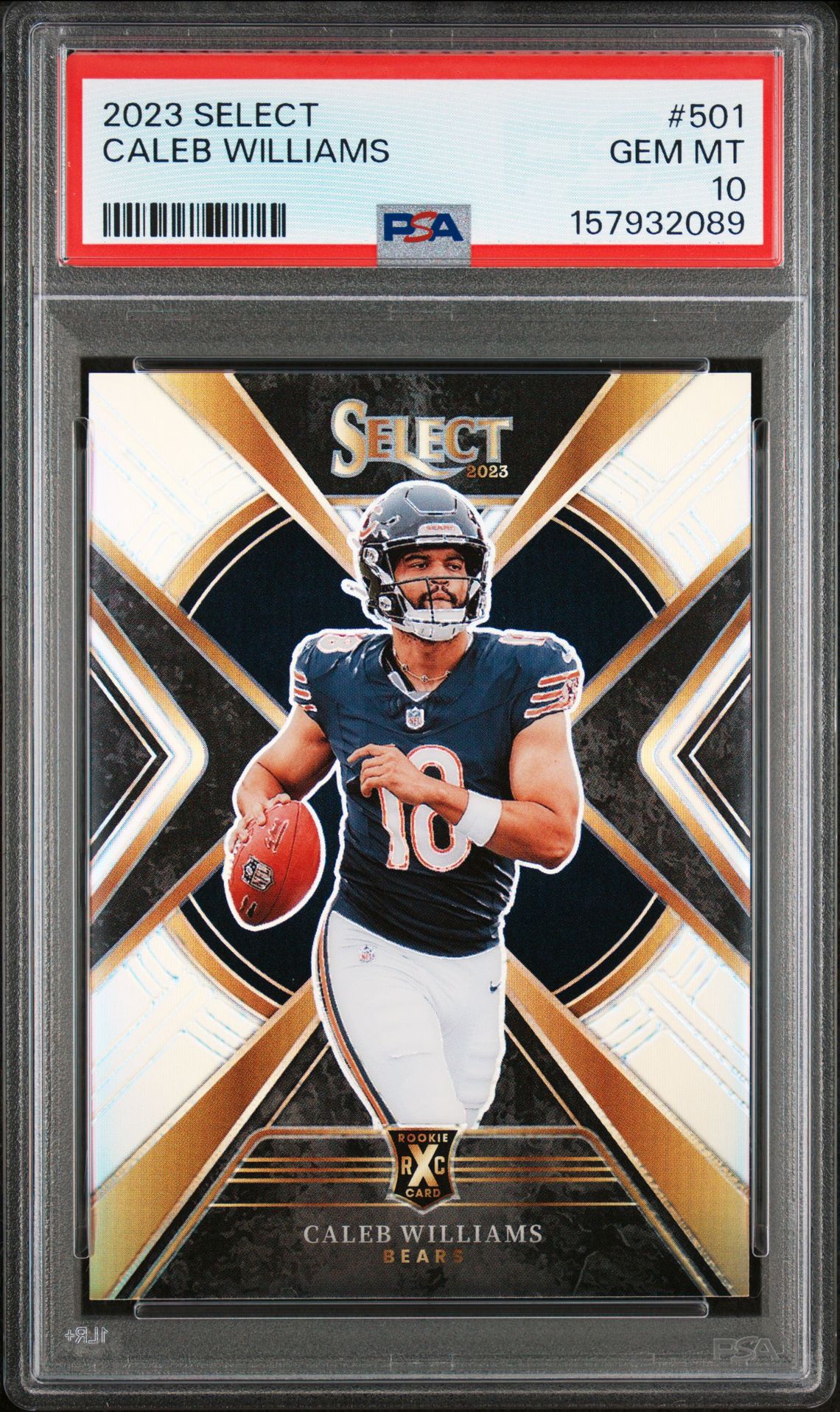2023 Panini Select Caleb Williams #501 Gem Mt 10 front view - PSA graded GEM MT 10