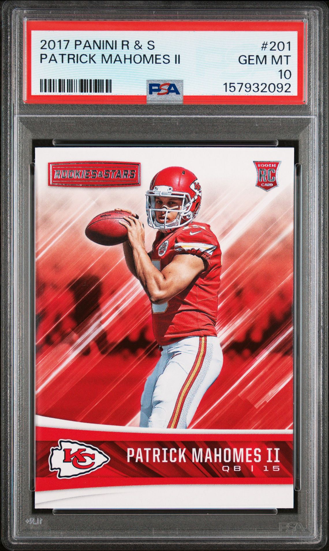 2017 Panini Rookies & Stars Patrick Mahomes Ii #201 Gem Mt 10 front view - PSA graded GEM MT 10