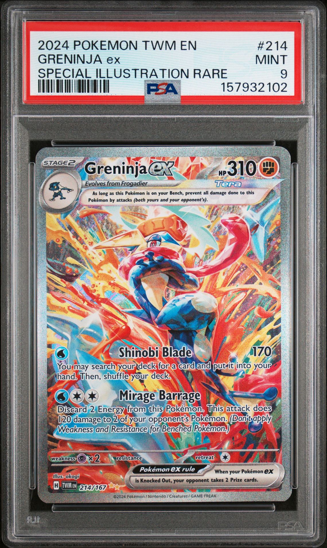 2024 Pokemon Twm En-Twilight Masquerade Greninja Ex #214 (Special Illustration Rare) Mint 9 front