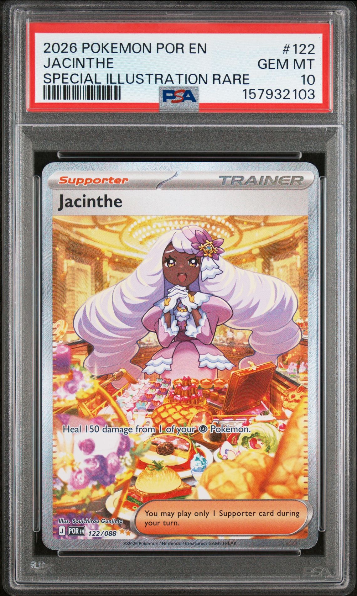 2026 Pokemon Por En-Perfect Order Jacinthe #122 (Special Illustration Rare) Gem Mt 10 front view - PSA graded GEM MT 10