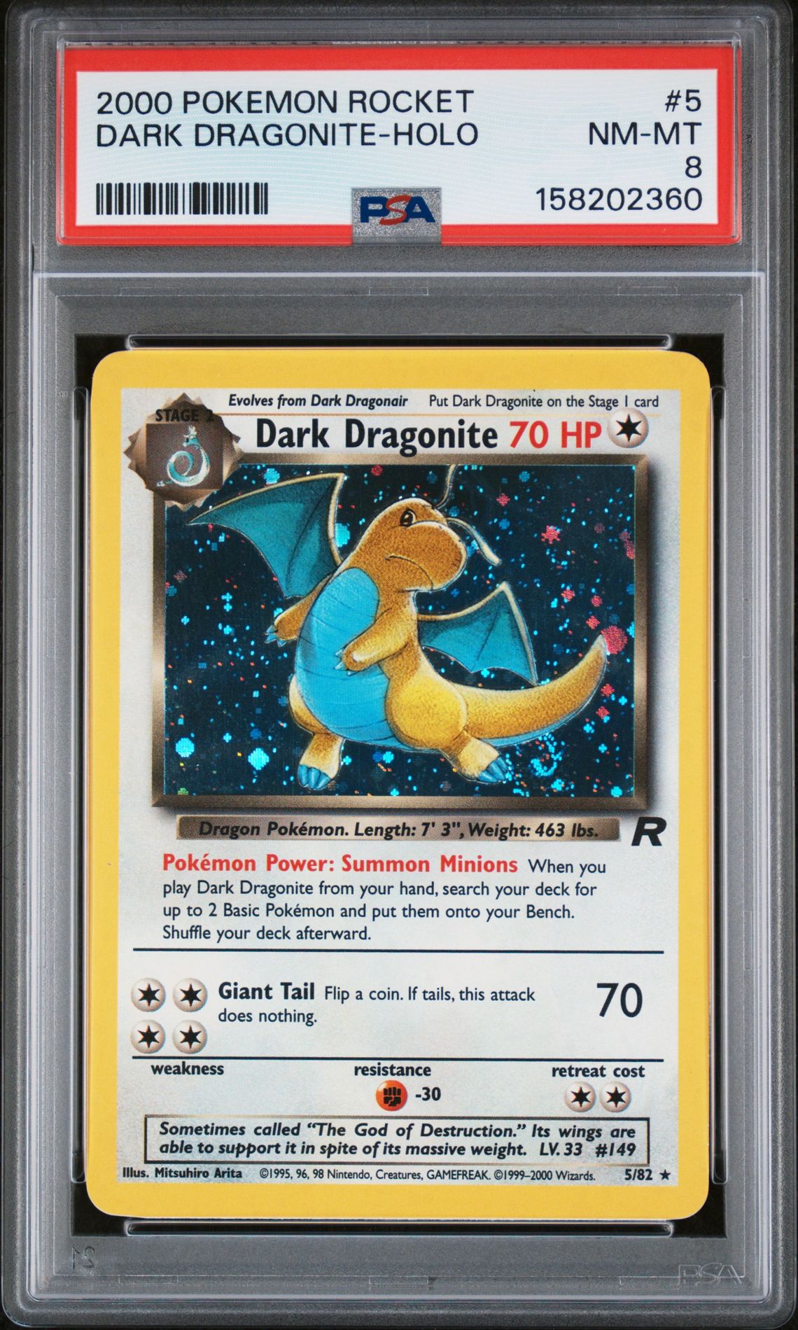 2000 Pokemon POKEMON ROCKET Holo #5 Dark Dragonite-Holo front