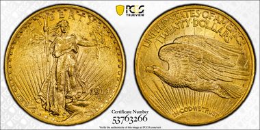 1914-S $20 AU58