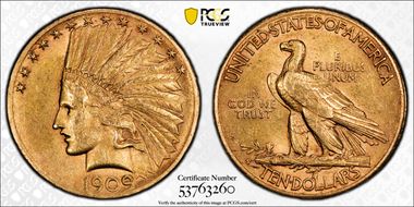 1909-S $10 AU55