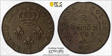 1781-A 2 Sou Lec-12 AU50