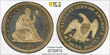 1862 25C PR62CAM