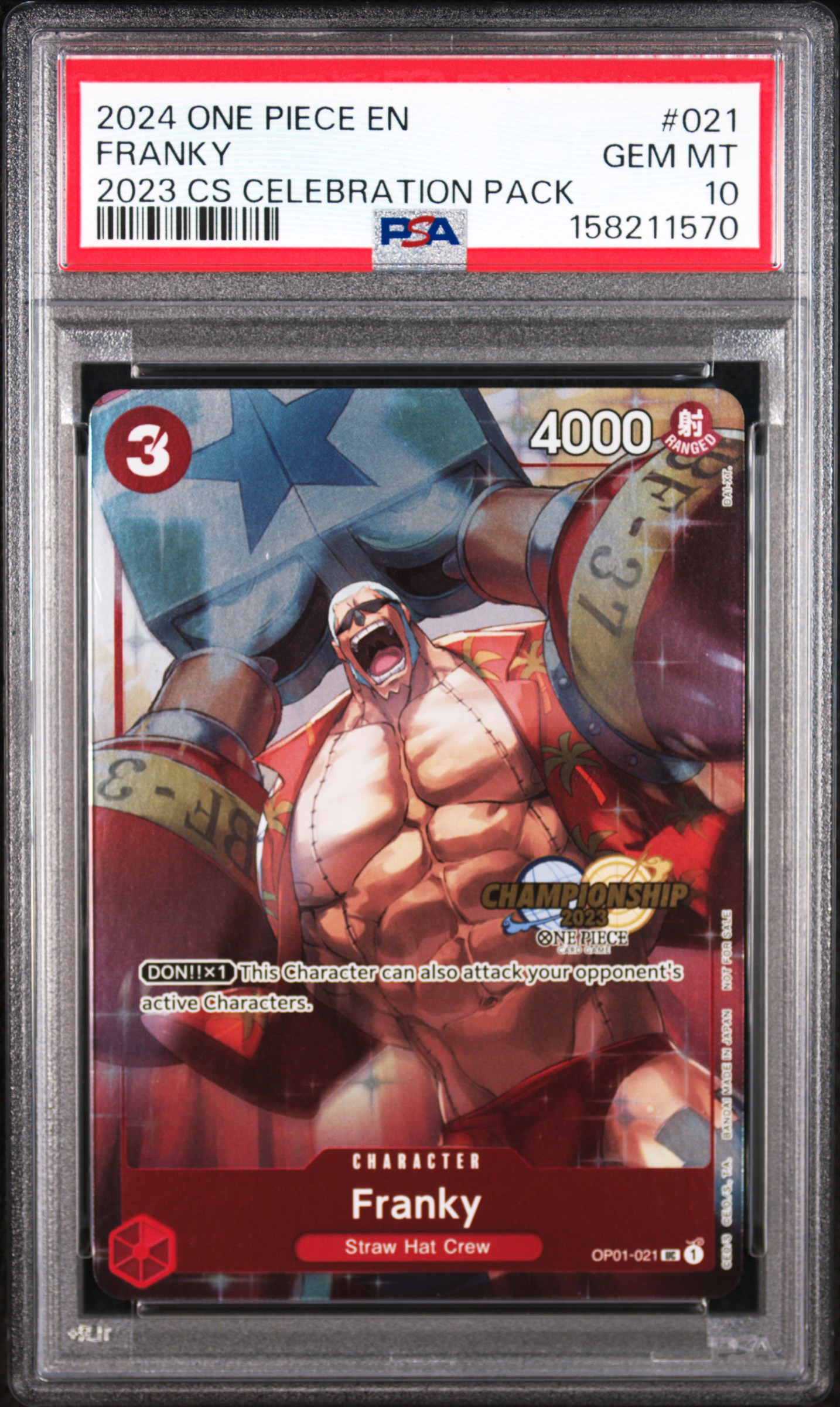 2024 #021 Franky PSA 10 One Piece Championship 2023 Celebration Pack