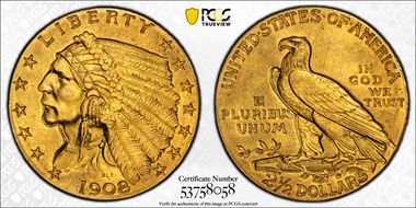 1908 $2.50 AU58