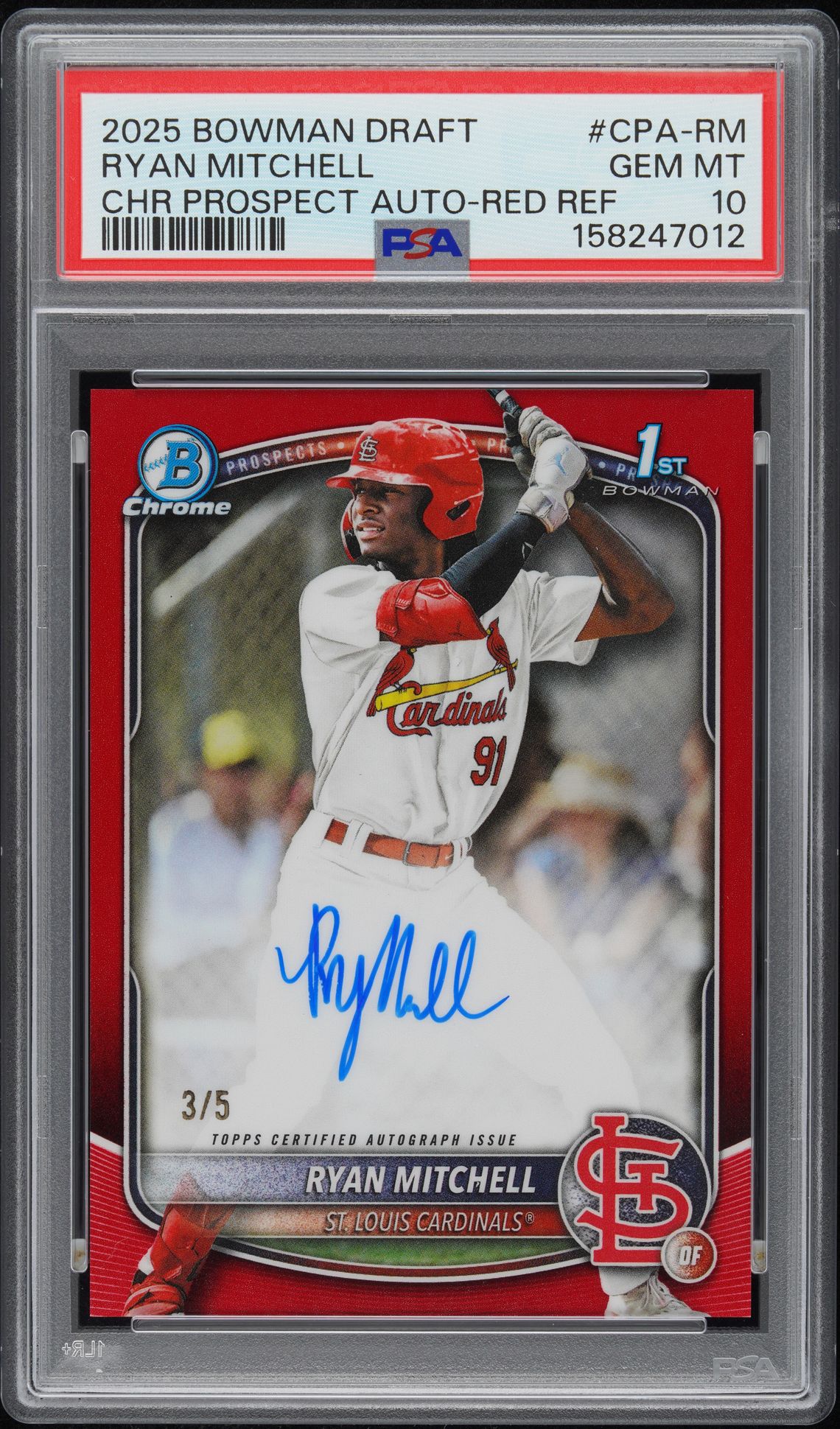 2025 Bowman BOWMAN DRAFT CHROME PROSPECT AUTOGRAPHS Color Match #CPA-RM Ryan Mitchell front