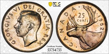 1952 25C Low Relief MS64