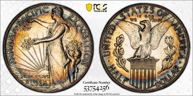1915-S 50C Panama-Pacific AU58