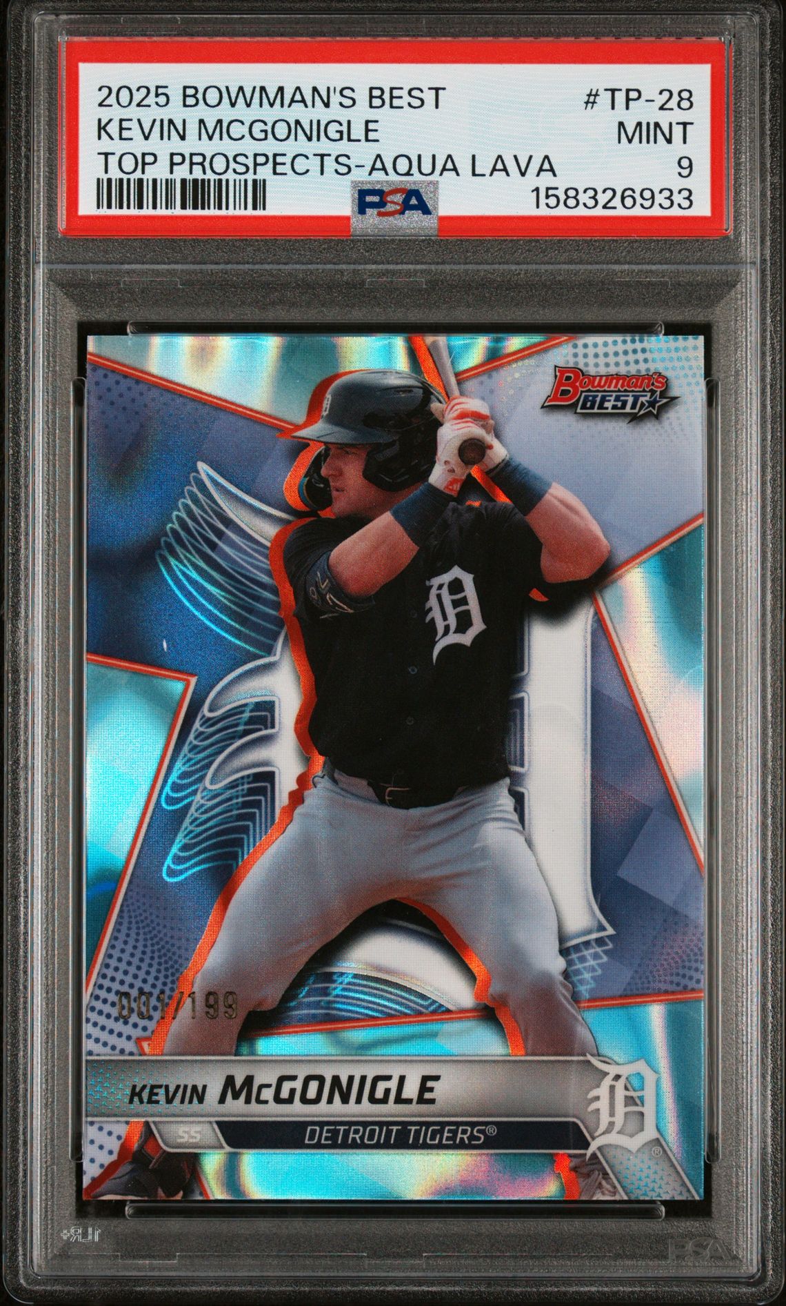 2025 Bowman's Best Top Prospects Kevin Mcgonigle #Tp-28 (Top Prospects-Aqua Lava) Mint 9 front