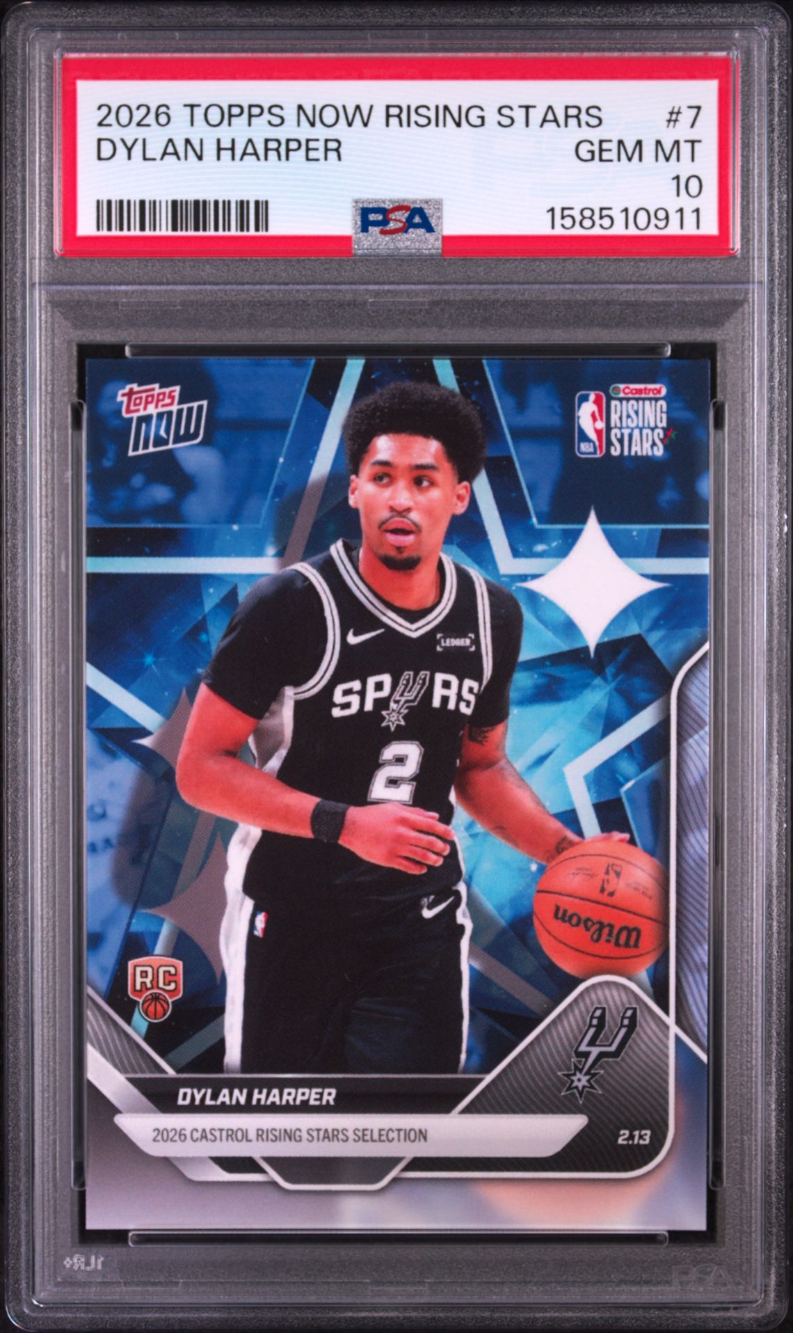 2026 Topps Now Rising Stars Dylan Harper #7 Gem Mt 10 front view - PSA graded GEM MT 10